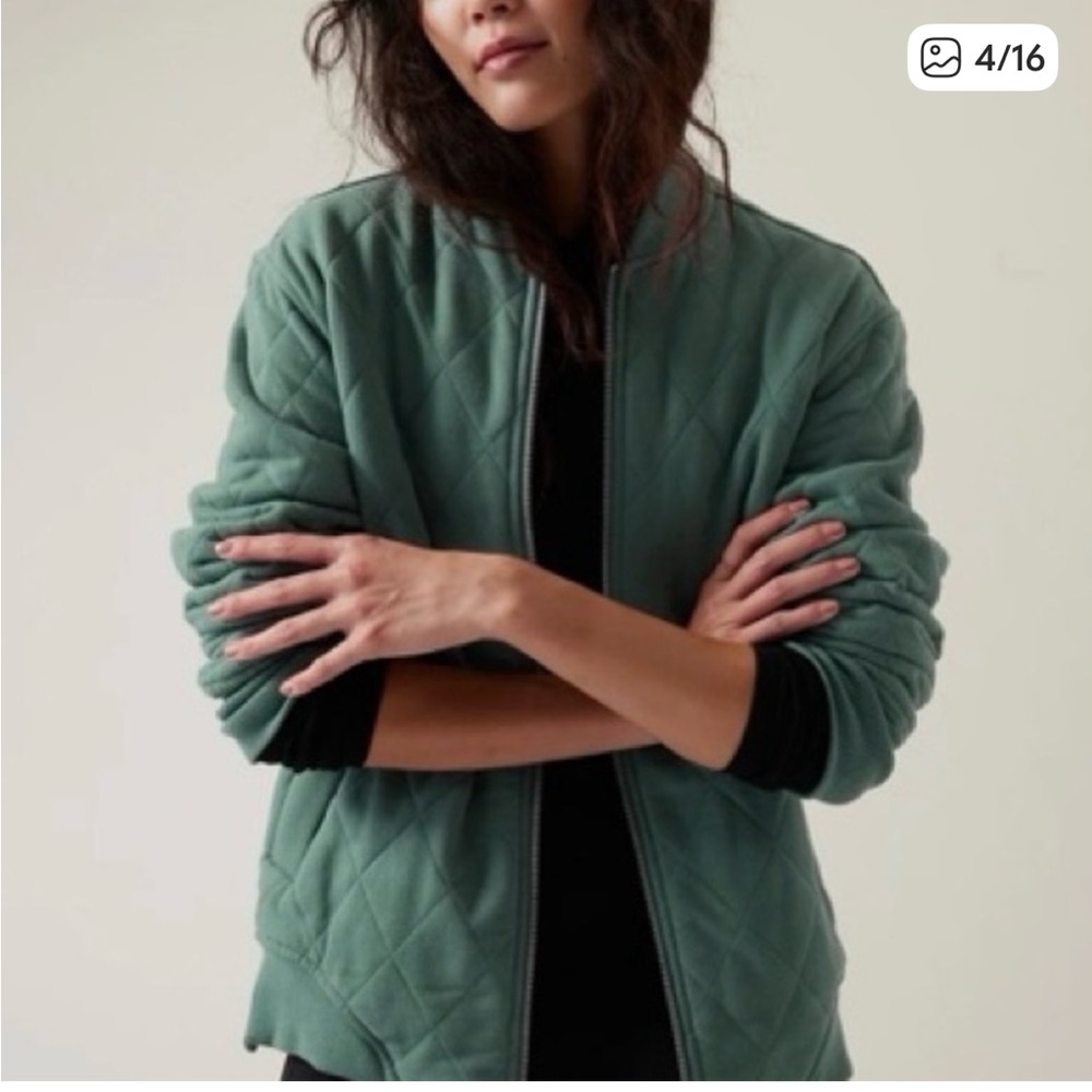 Athleta Women's Sage Green Quilted Bomber Jacket